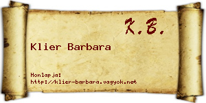 Klier Barbara névjegykártya